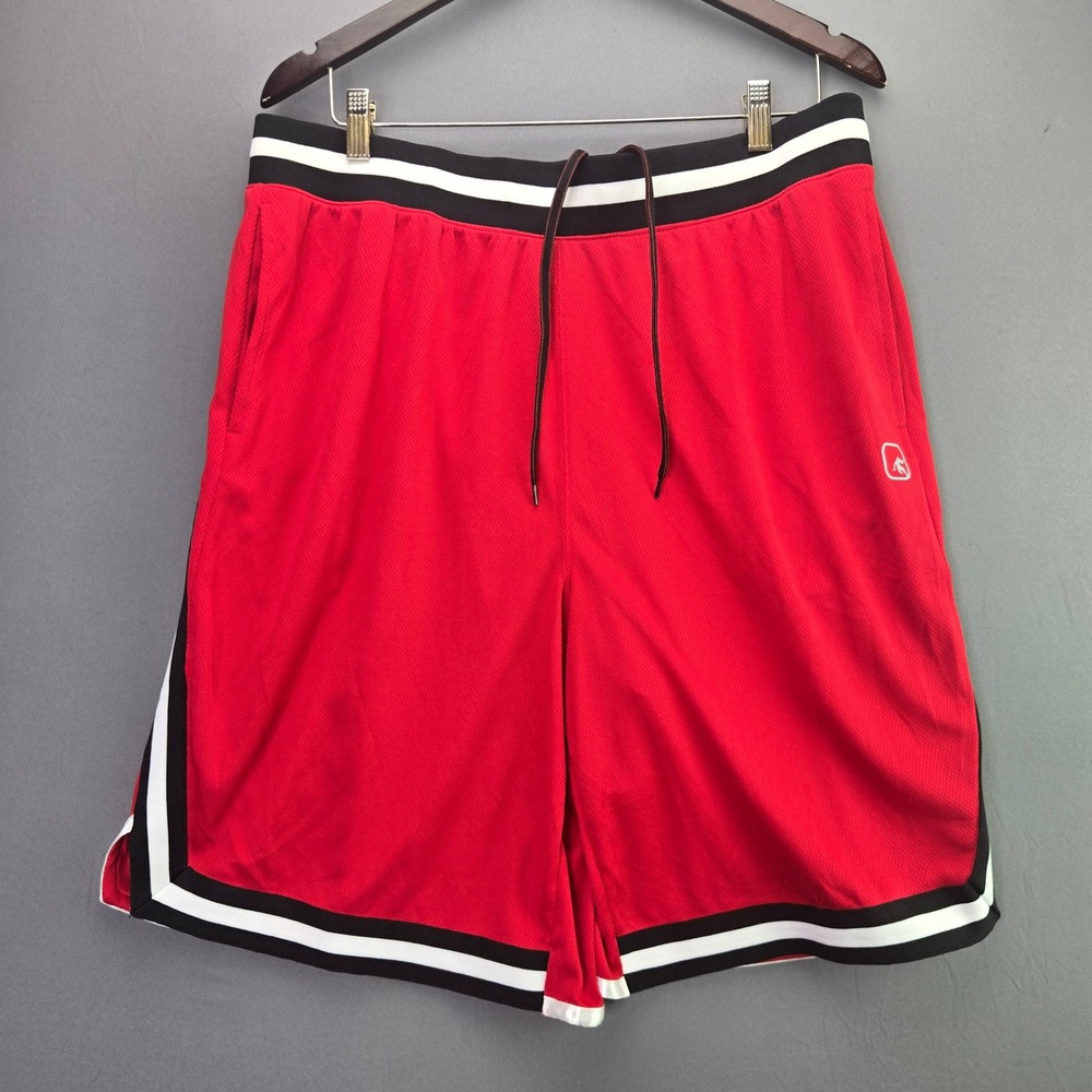 AND1 Basketball Shorts XL Red Mesh Striped Athletic Gym Pockets ANM232SH03